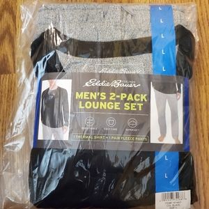 Eddie Bauer Men Pajama Set Black/Gray Large